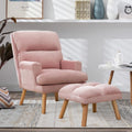 Beige Velvet Accent Chair with Ottoman J478