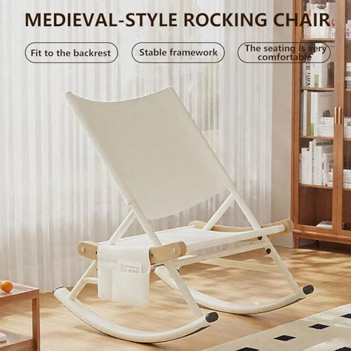 Folding Outdoor Rocker Chair with Side Pocket Carry Bag White E519840