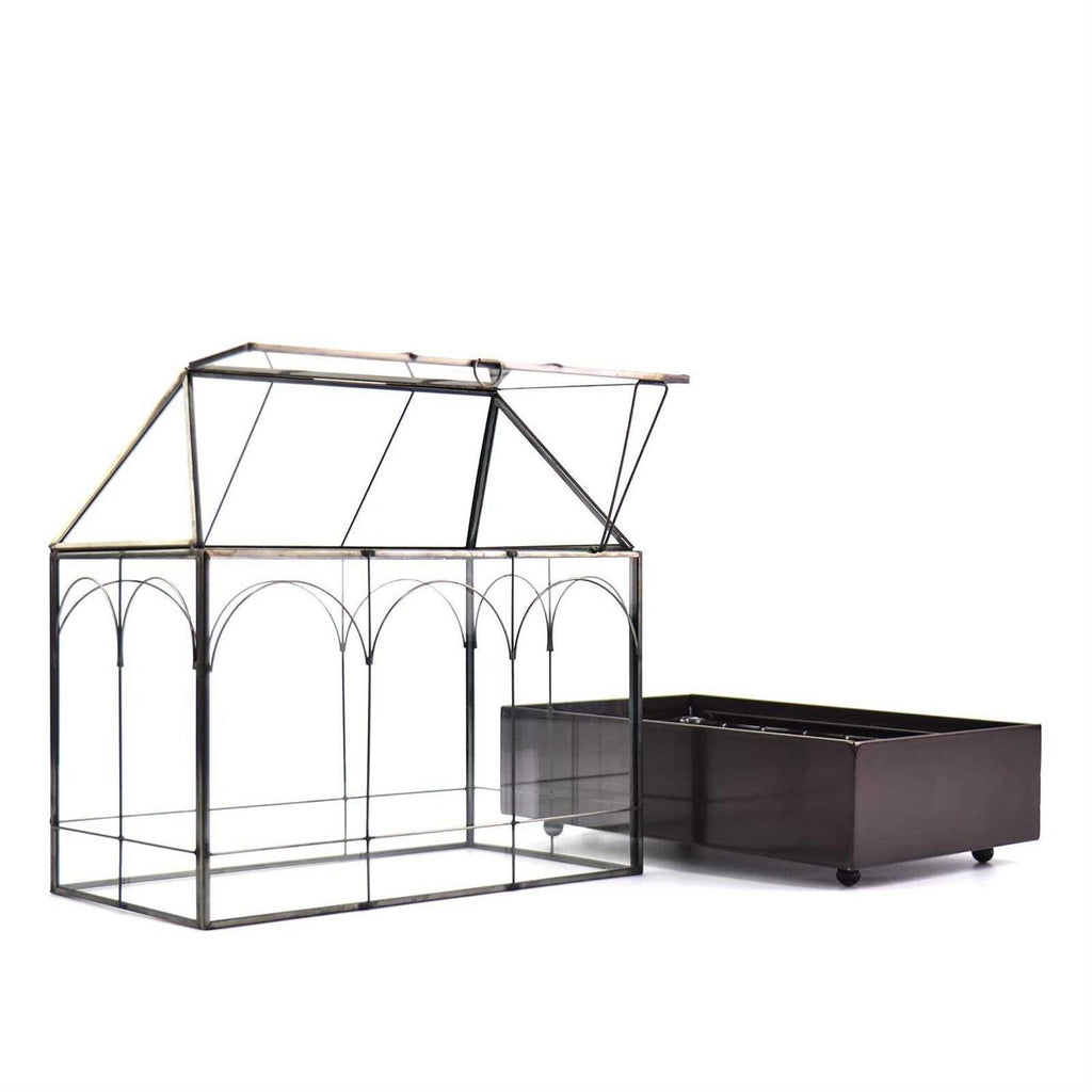 Large Tall Glass Plant Terrarium with Tray X3118