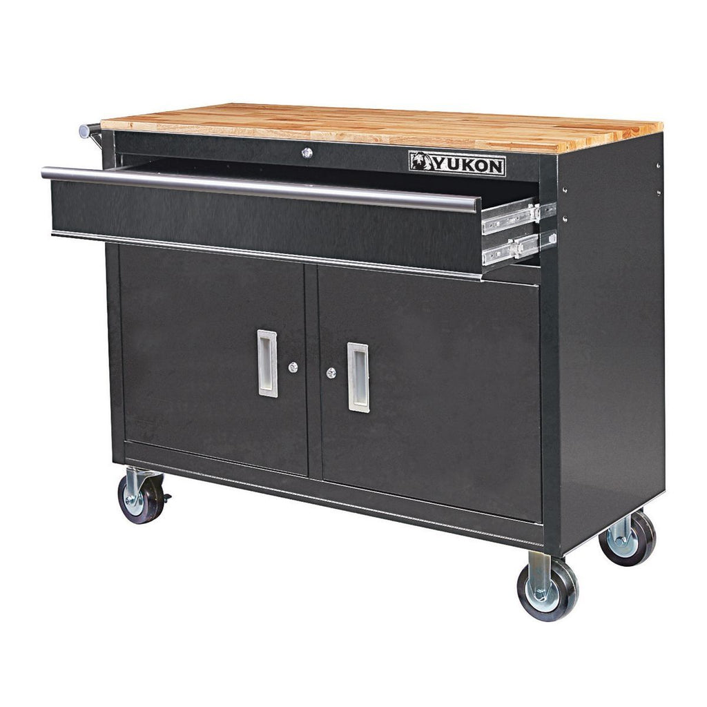 46 in. Mobile Workbench with Solid Wood Top T250