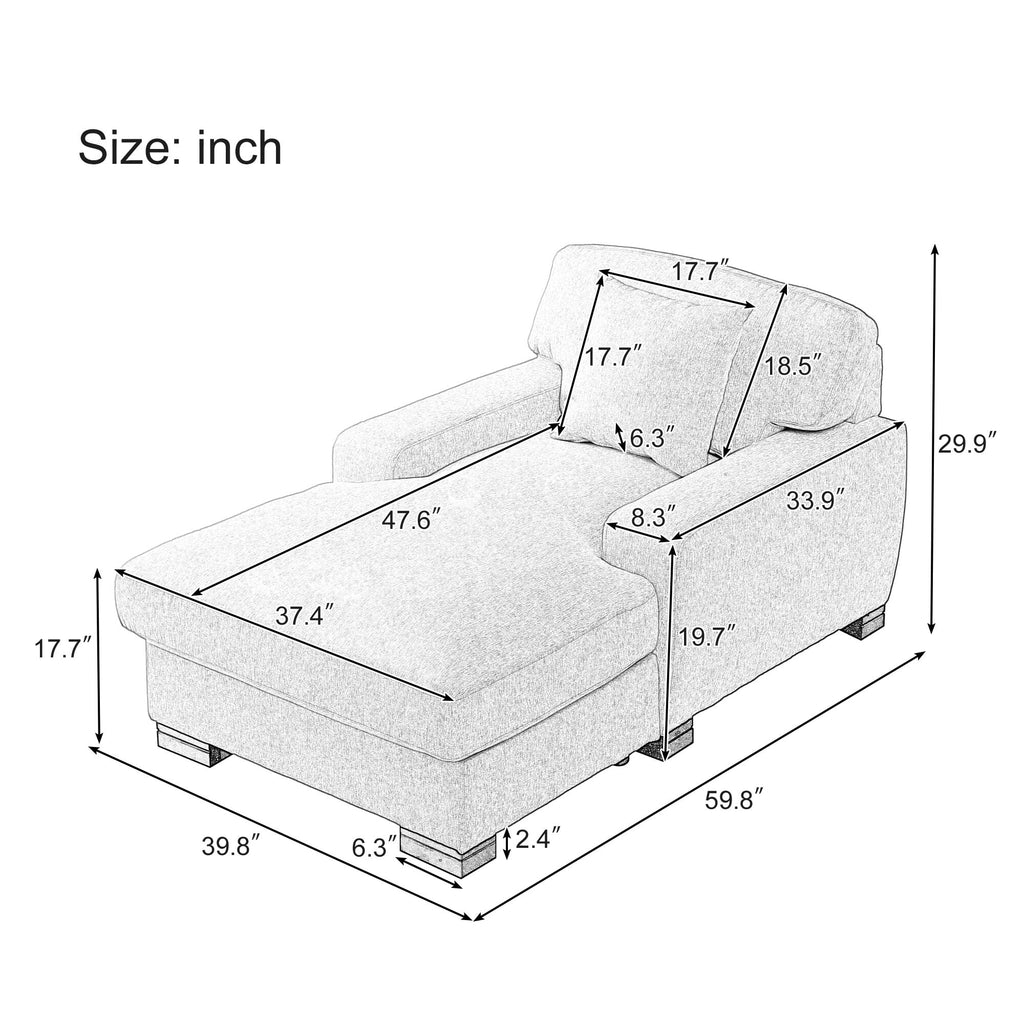 Oversized Gray Chaise Sleeper Sofa X158678