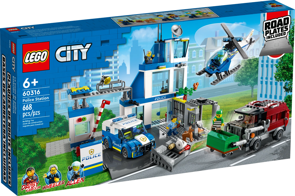 Police Station with Van, Garbage Truck & Helicopter Toy L883556