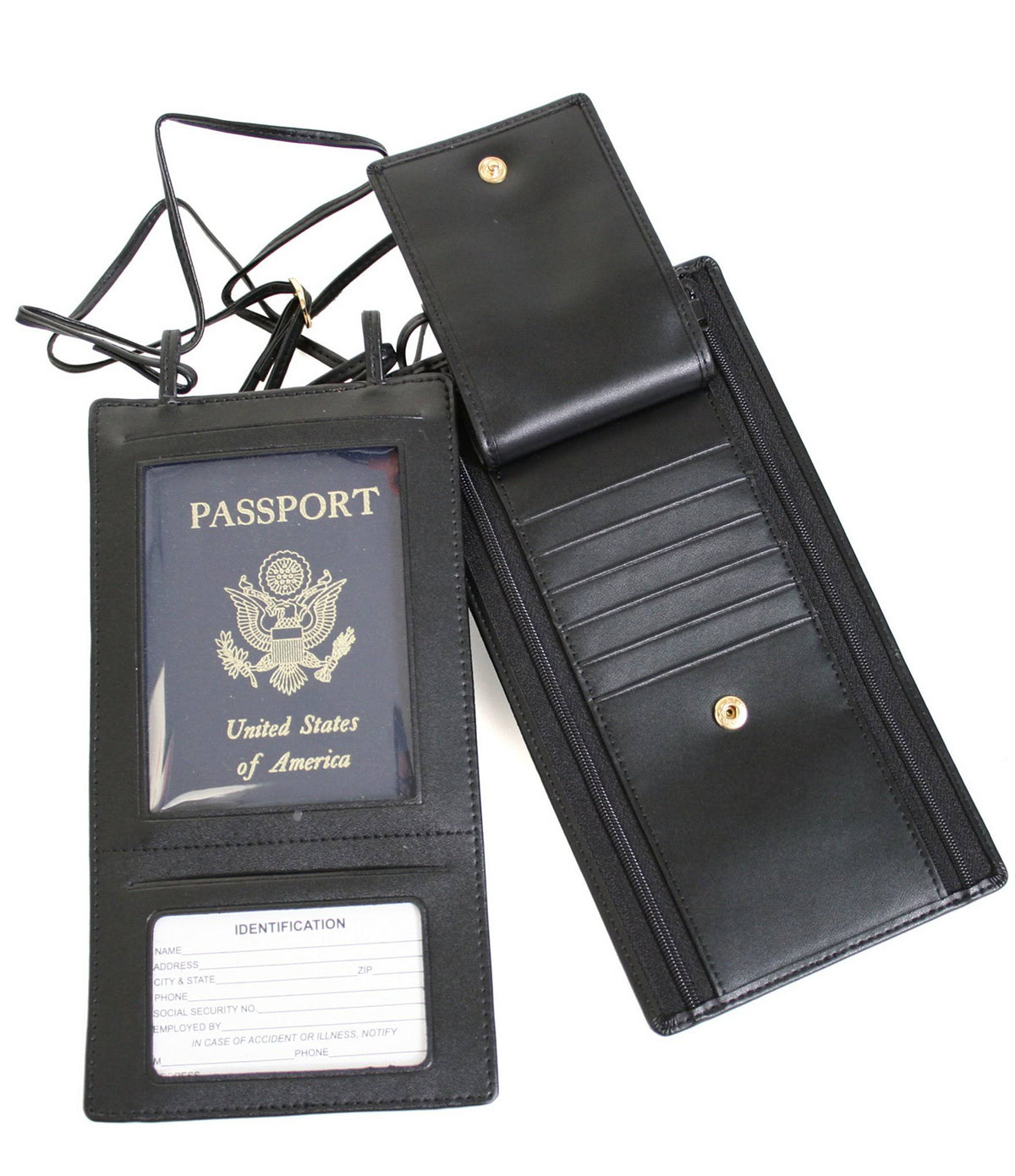 Black Leather Passport Wallet U662351