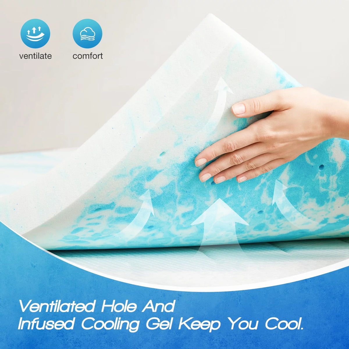 2 Inch Cool Gel Memory Foam Mattress Topper Queen Size P157