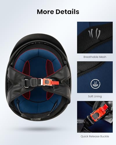 Half Helmet Motorcycle Open Face Sun Visor Quick Release Buckle DOT Approved Z208991