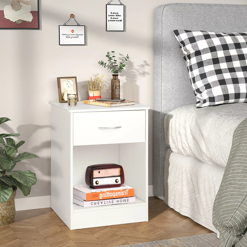 White Nightstand with Drawer M2097