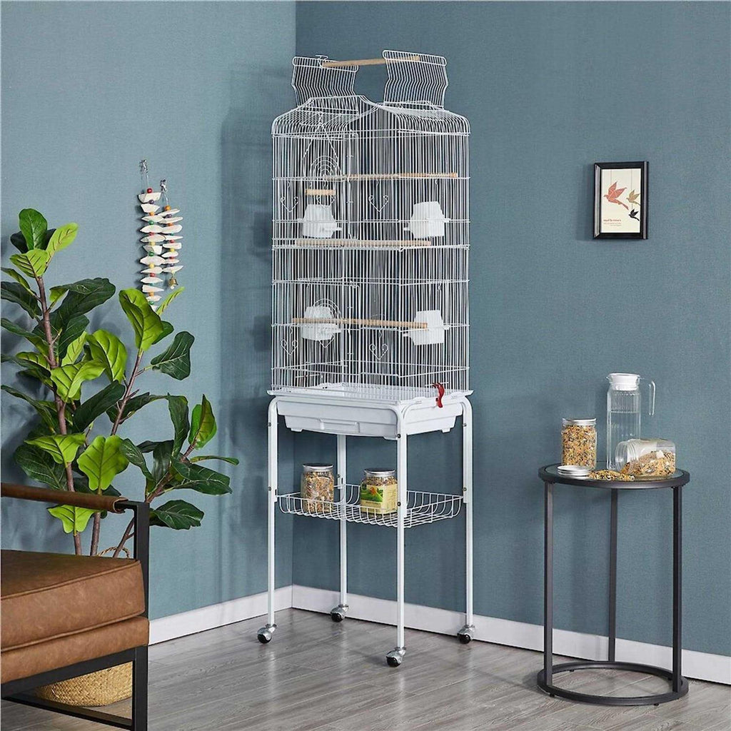 Large Rolling Metal Bird Cage with Stand A726