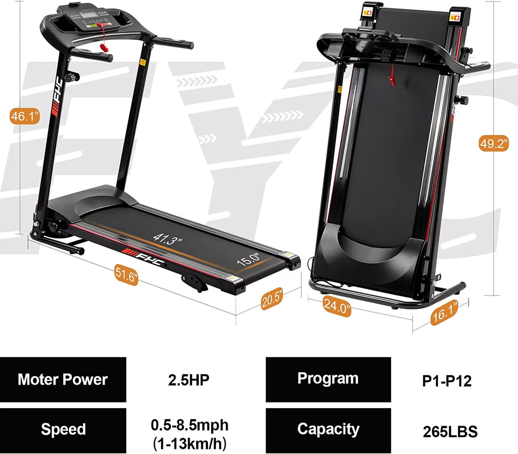 Folding Portable Treadmill with Phone Holder Black Y7902