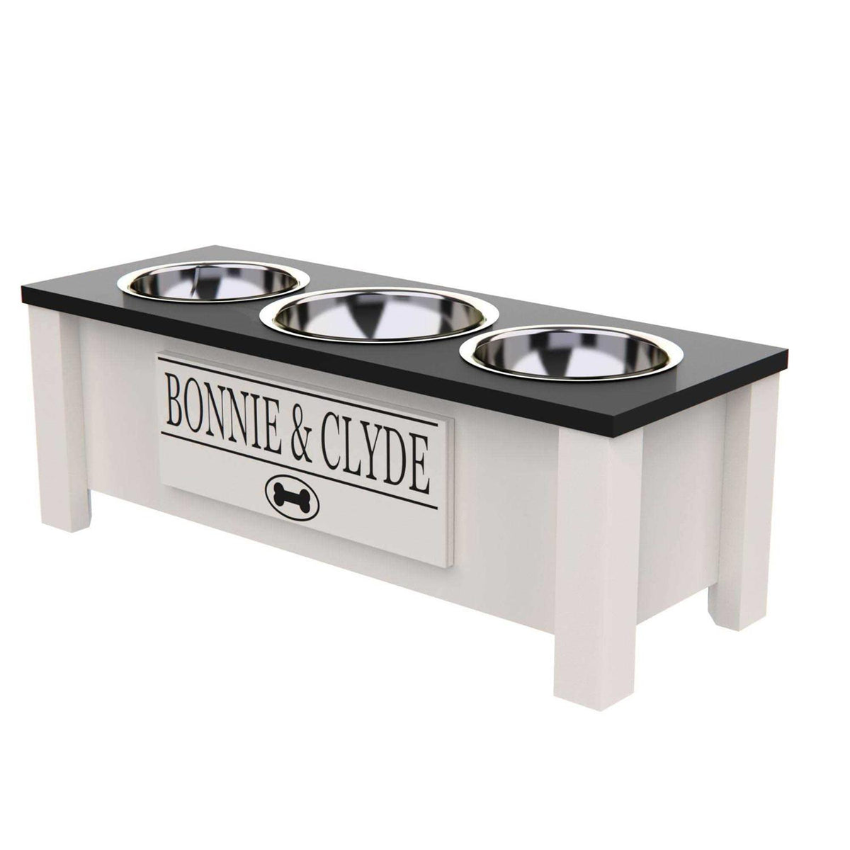 3 Bowl Elevated Dog Feeder Station with Internal Storage Q582