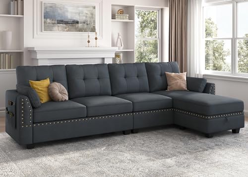 Bluish Grey Reversible Sectional Sofa L381