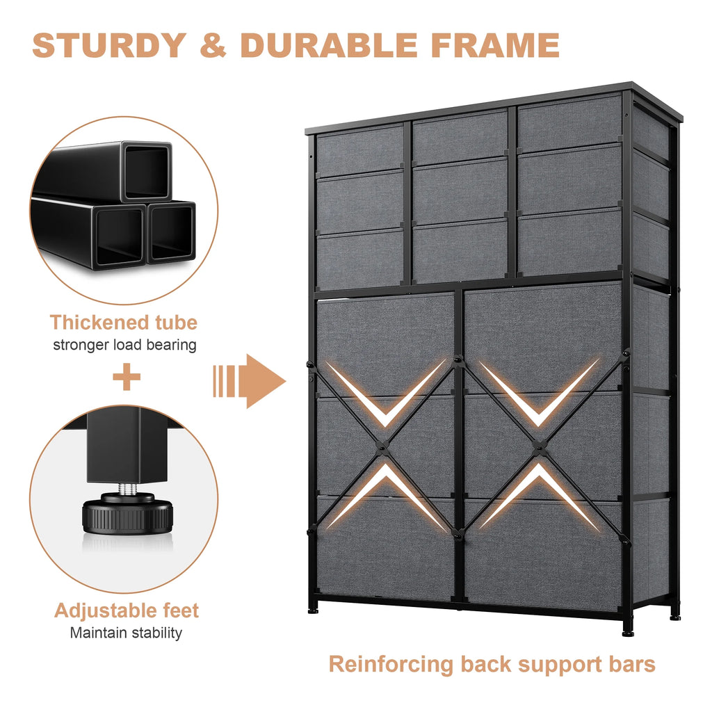 14 Drawer Charcoal Black Dresser Q304