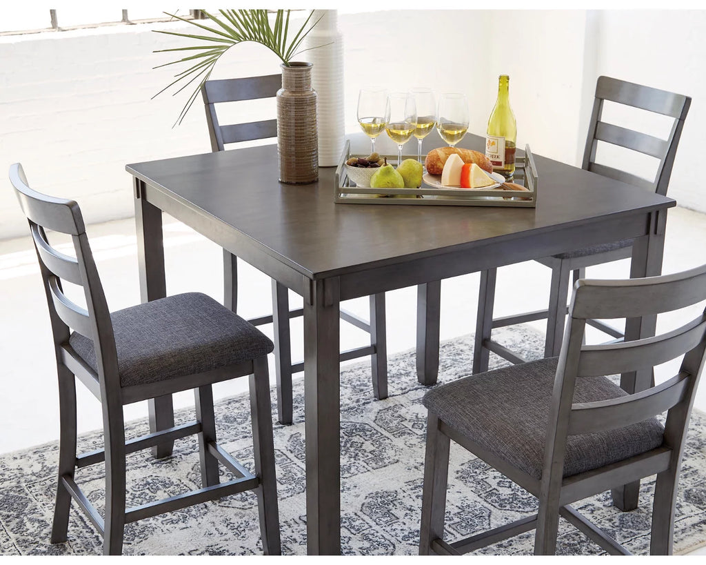 Counter Height Dining Table and Bar Stools Set of 5 Gray S39333