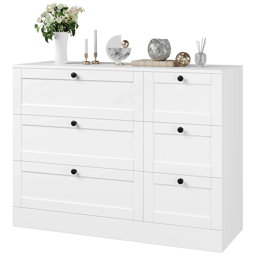 White 6 Drawer Wood Dresser B336492