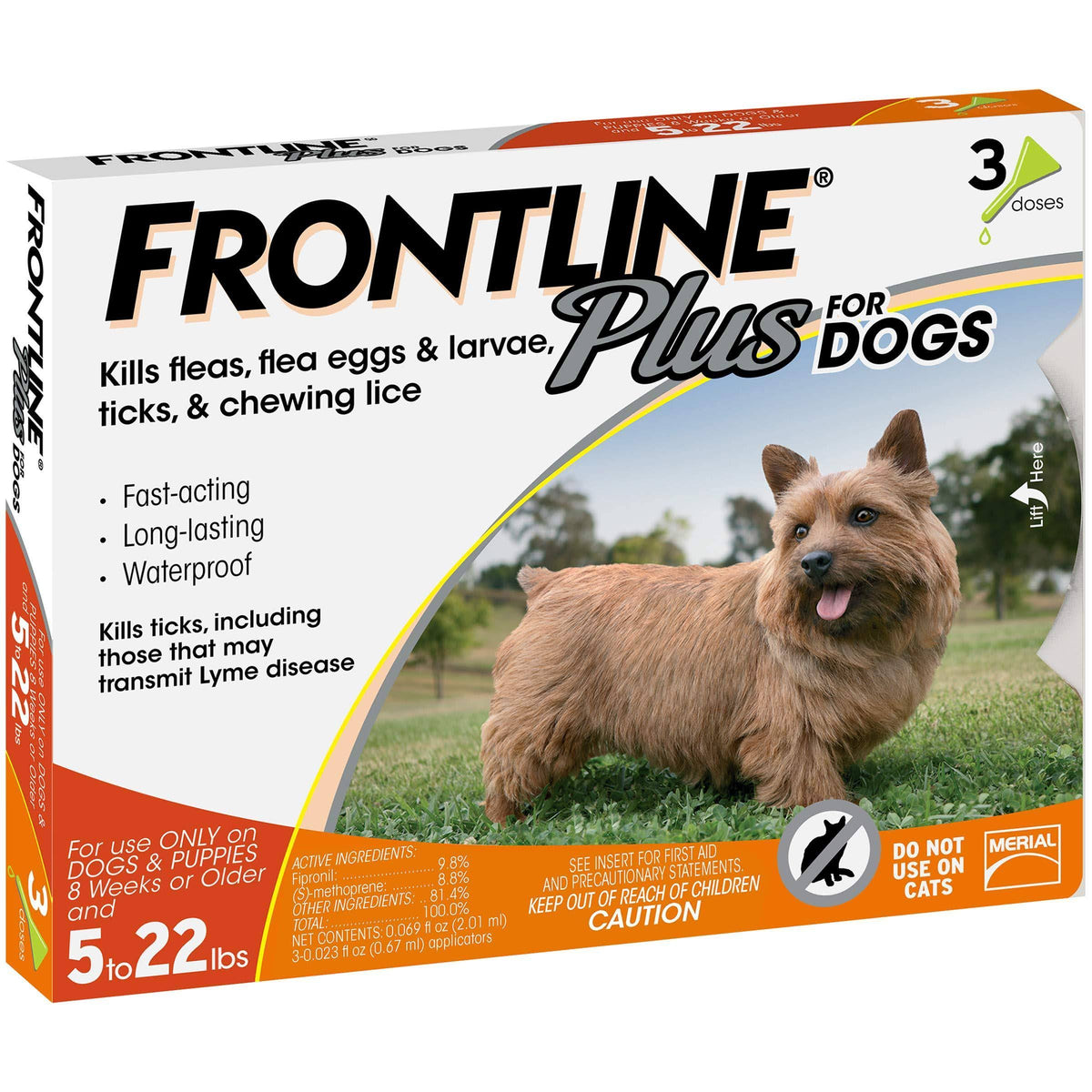 Frontline Plus for Dogs 0-22 lbs Orange 6 Pack Q5089