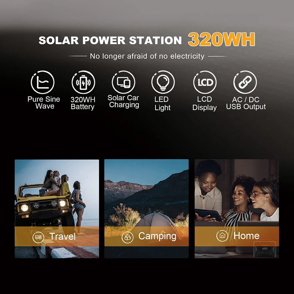 320Wh Portable Power Station LiFePO4 300W Peak 600W F1626