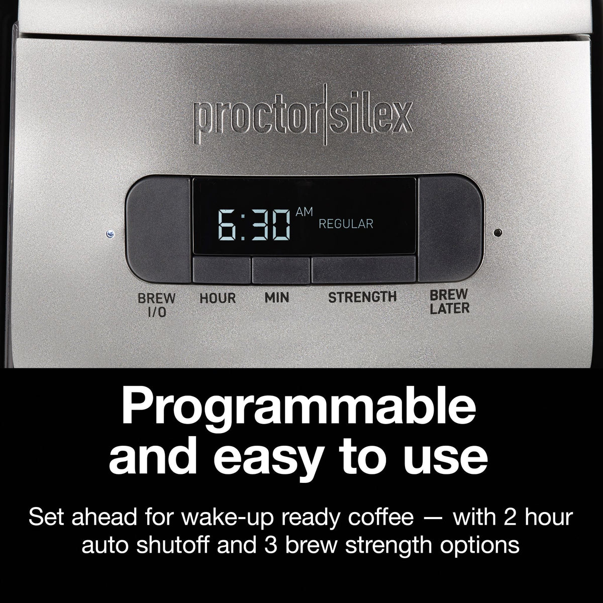 Programmable Coffee Maker, Glass Carafe, 12 Cup Capacity, Black and Silver M401