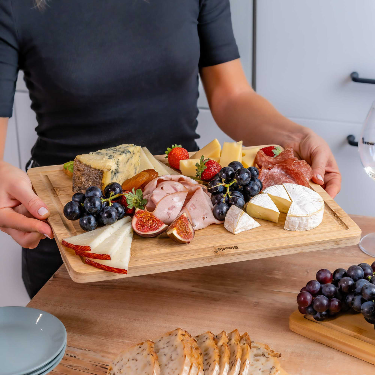 15x10" Bamboo Cutting Board with Juice Groove and Handles C1380