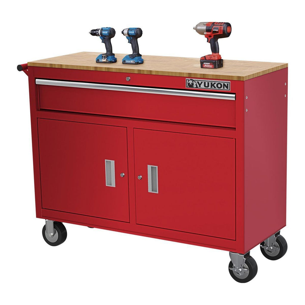 46 in. Mobile Workbench with Solid Wood Top T250