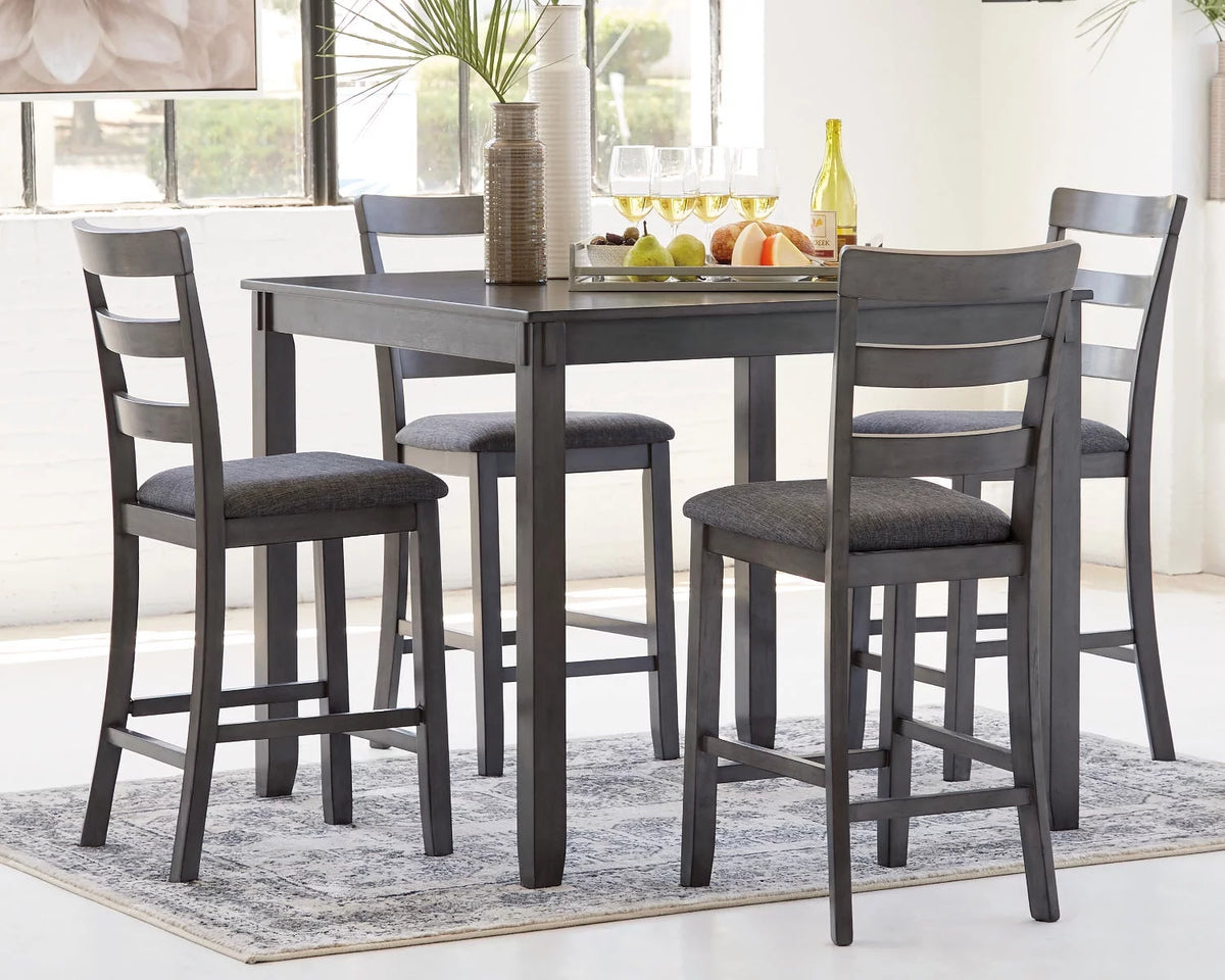 Counter Height Dining Table and Bar Stools Set of 5 Gray S39333