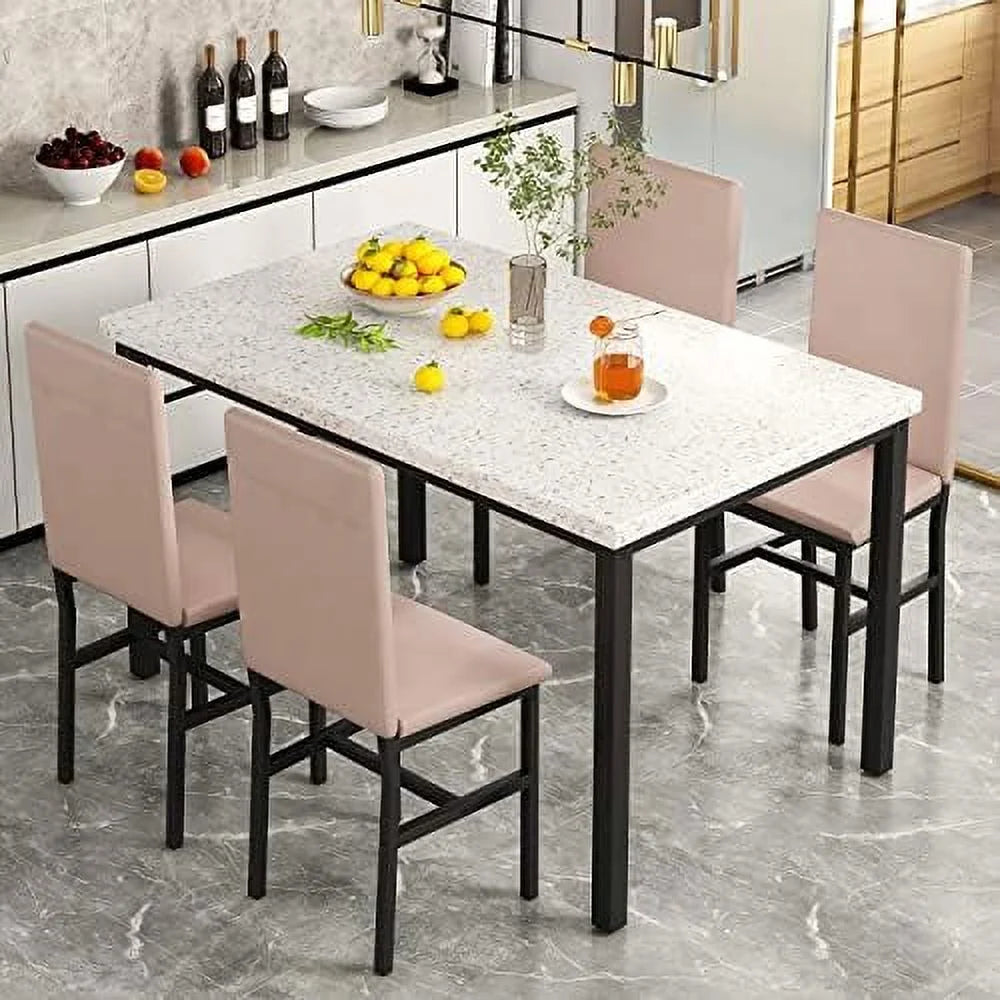5-Piece Faux Marble Kitchen Table & Chair Set K895