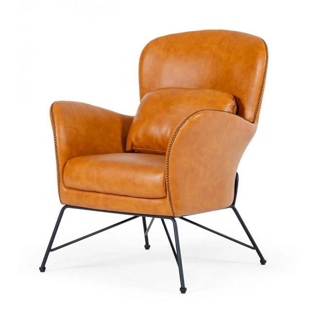 Brown Faux Leather Accent Chair V7315