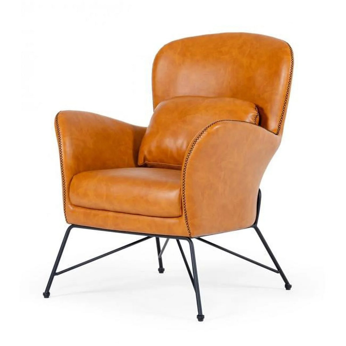 Brown Faux Leather Accent Chair V7315