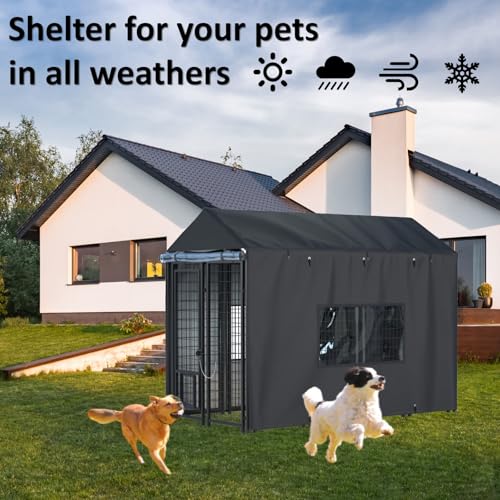 Black Heavy Duty Waterproof Dog Kennel Cover T45706