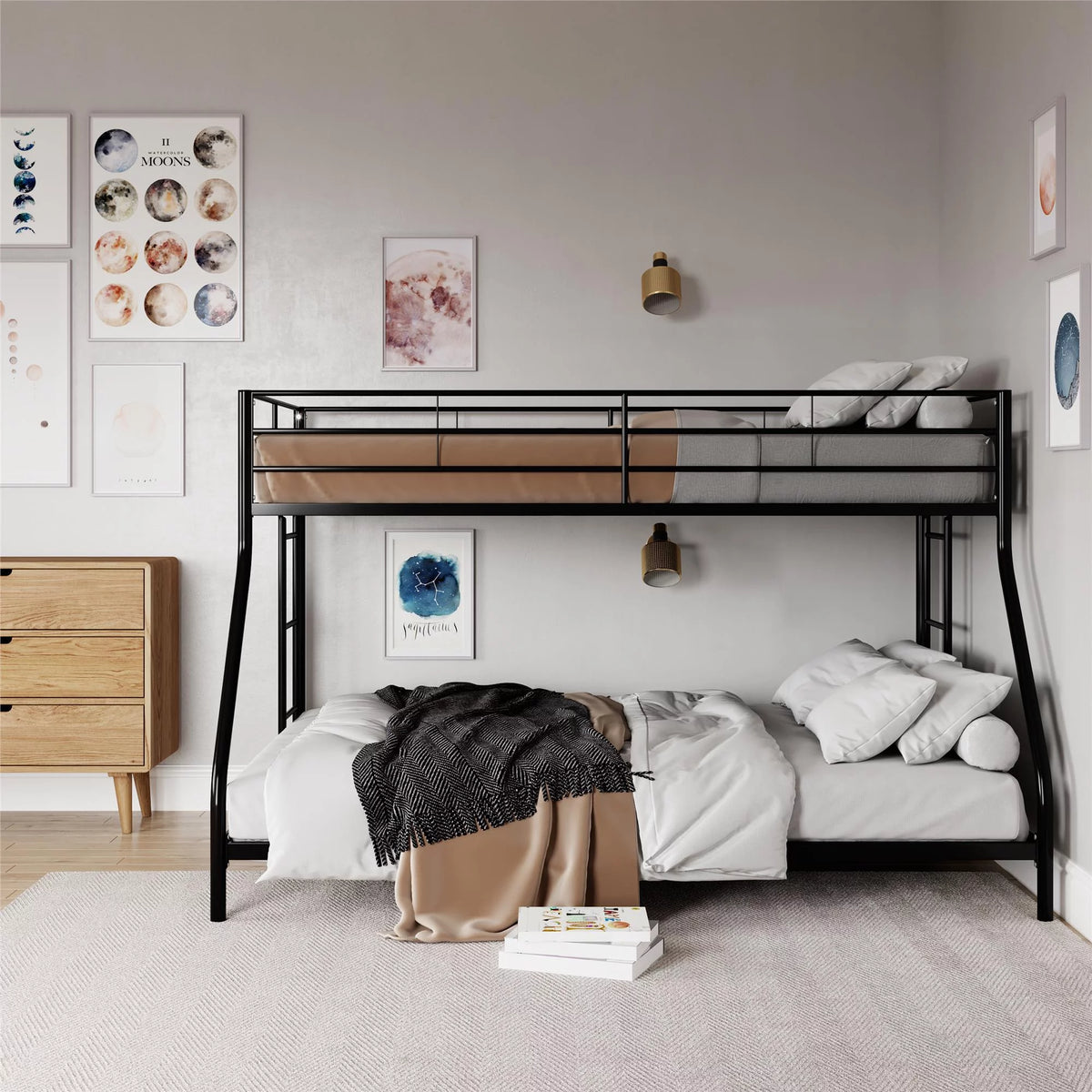 Twin over Full Metal Bunk Bed, Black F121878