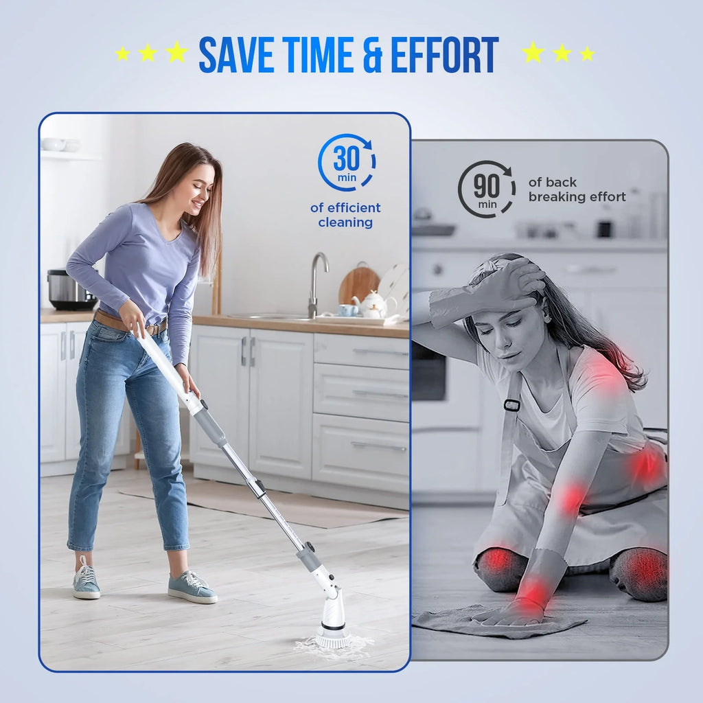 Cordless Electric Spin Scrubber with 4 Heads V919674