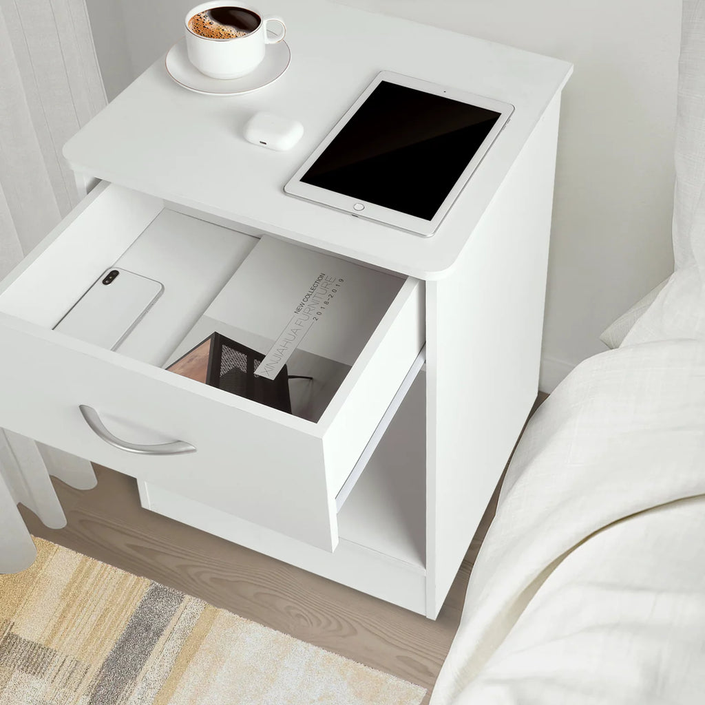 White Nightstand with Drawer M2097