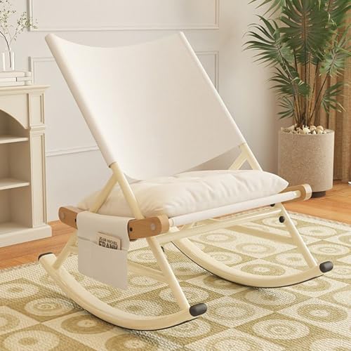 Folding Outdoor Rocker Chair with Side Pocket Carry Bag White E519840