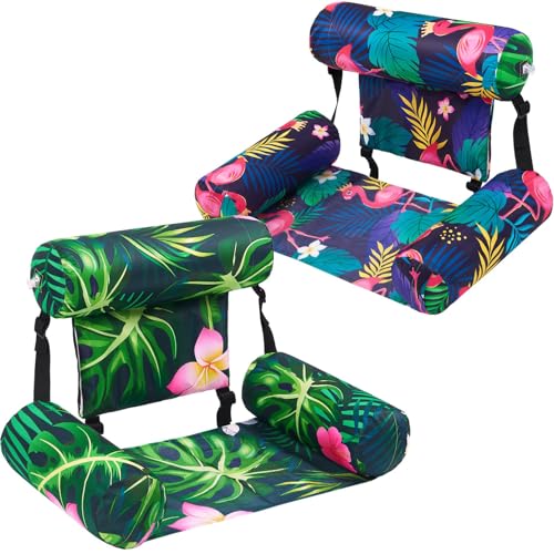 Inflatable Pool Chair Float 2 Pack Adjustable Floating Lounge Chairs Q765