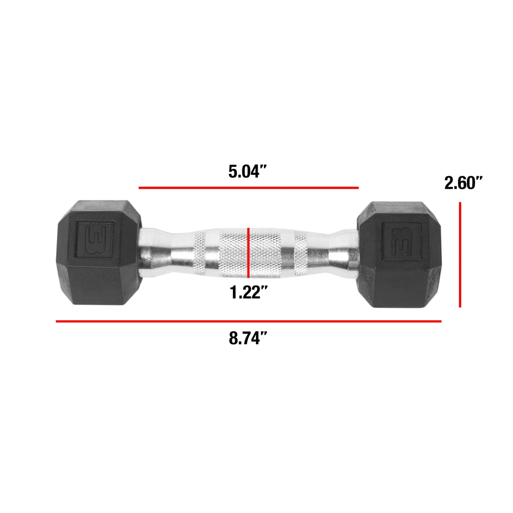 3lb Rubber Hex Dumbbell N474881