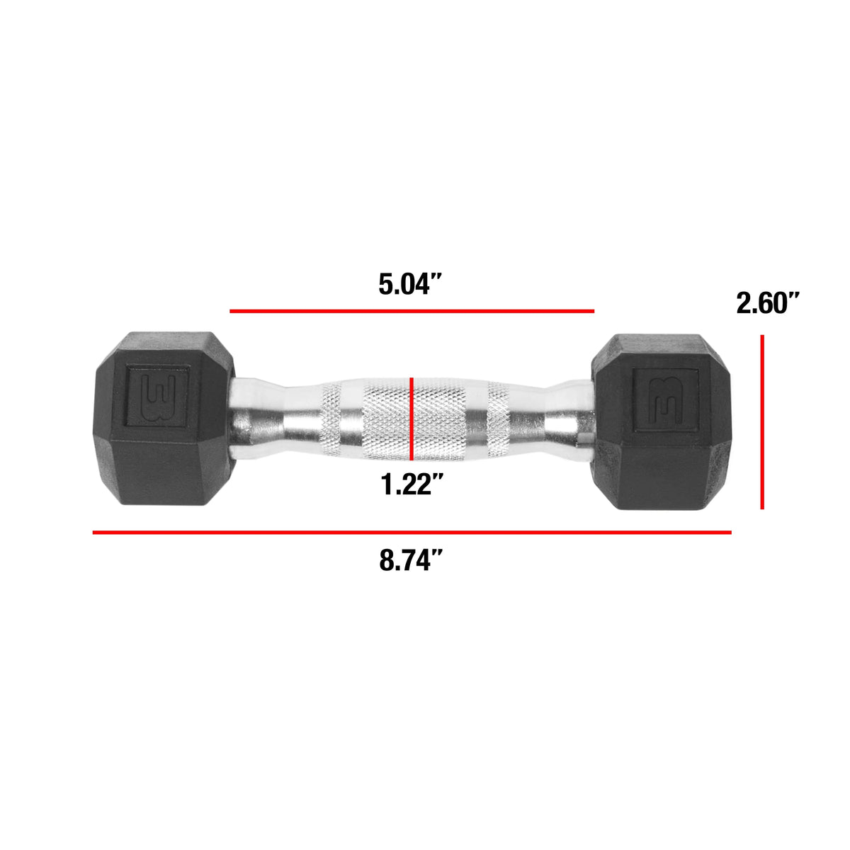 3lb Rubber Hex Dumbbell N474881