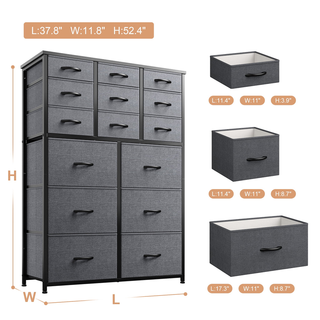 14 Drawer Charcoal Black Dresser Q304
