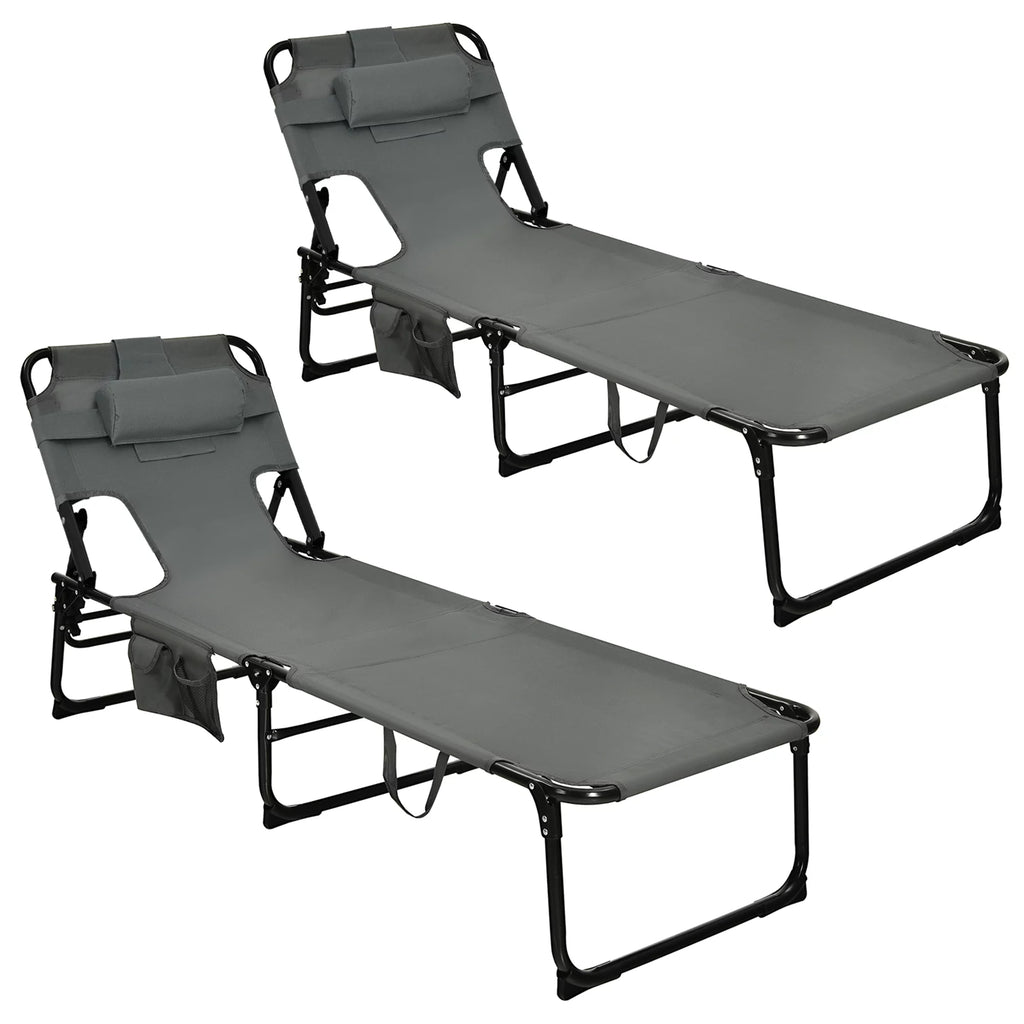 Set of 2 Blue Folding Reclining Beach Lounge Chair U825