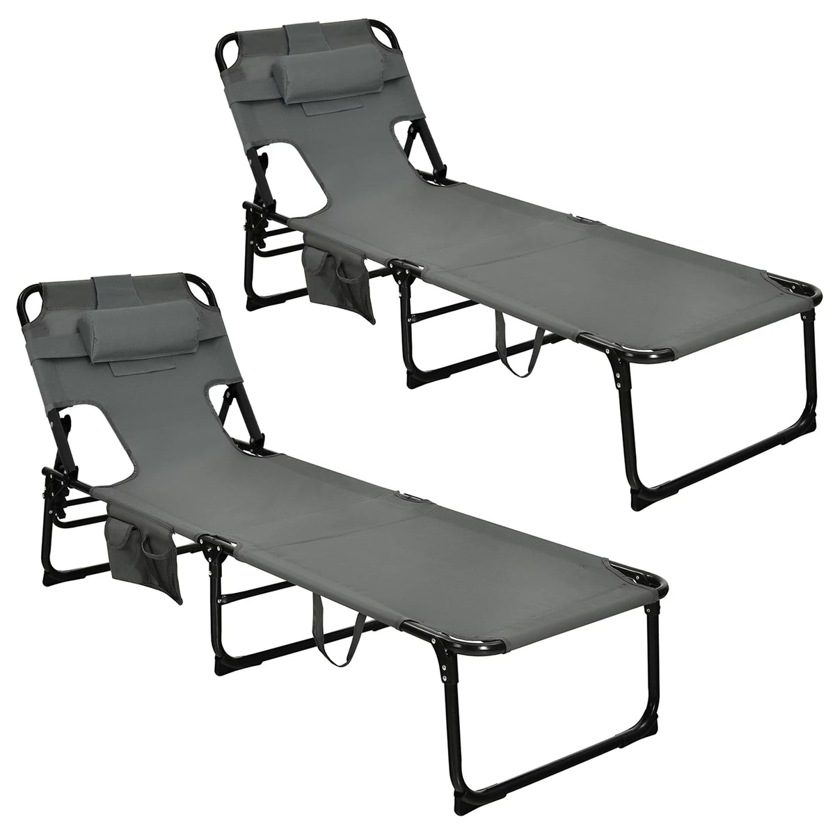Set of 2 Blue Folding Reclining Beach Lounge Chair U825