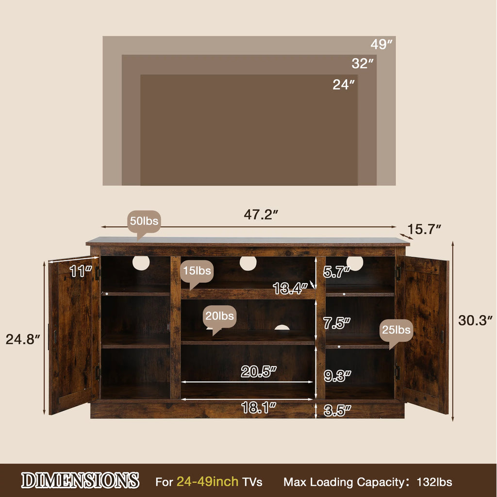 Mid-Century Fireplace TV Stand for 49 Inch TV S531