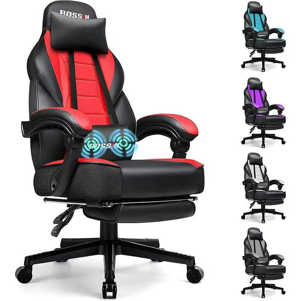 Gaming Chair with Footrest and Lumbar Support V9769