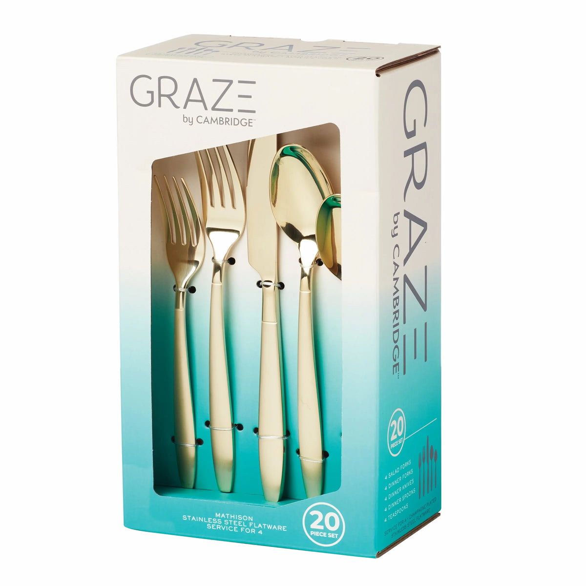 Champagne Sand & Mirror Stainless Steel 20pc Flatware Set N248328