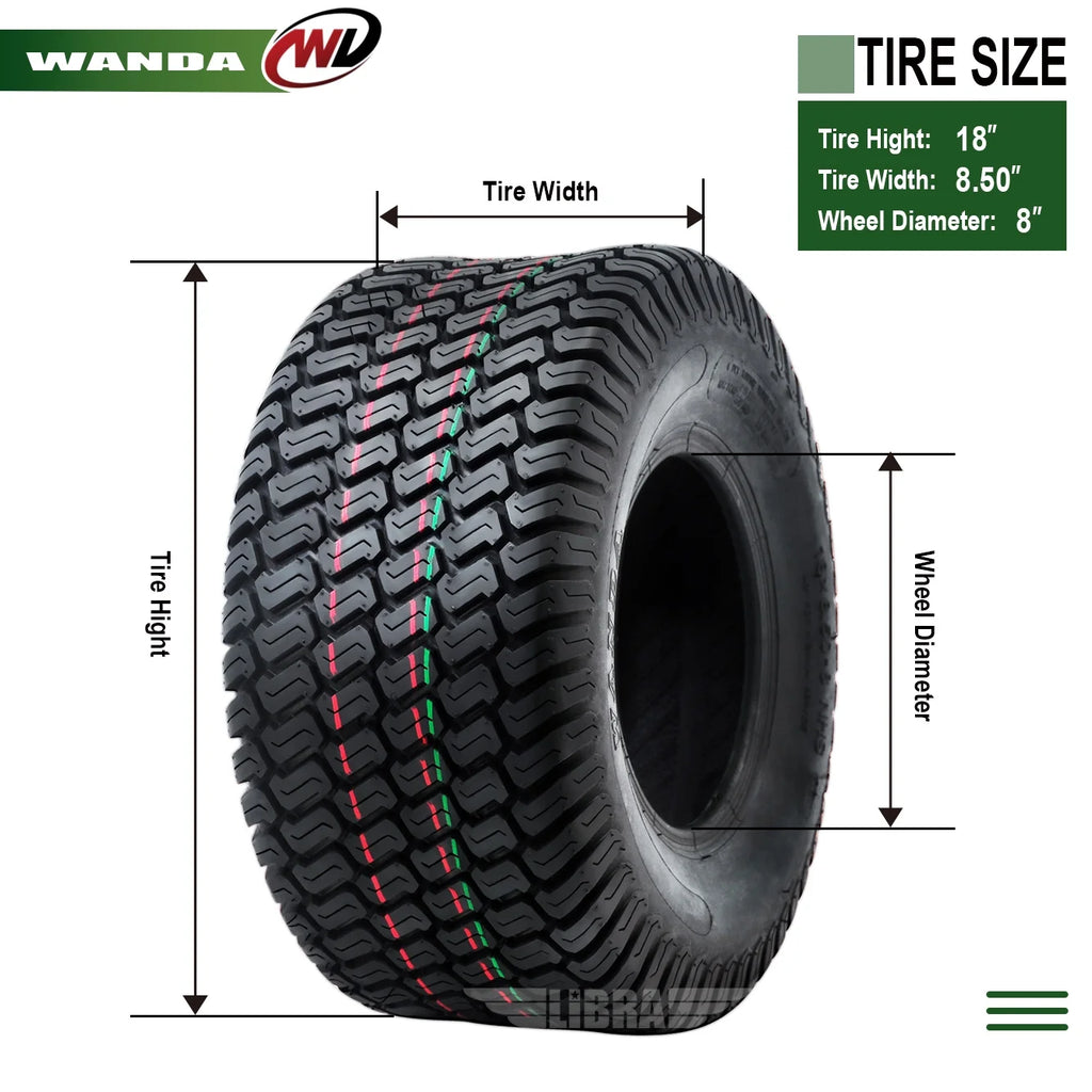 2 New 18x8.50-8 Lawn Mower Turf Tires P2875