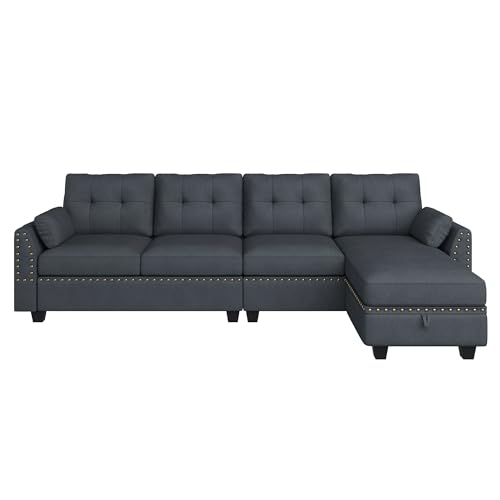 Bluish Grey Reversible Sectional Sofa L381