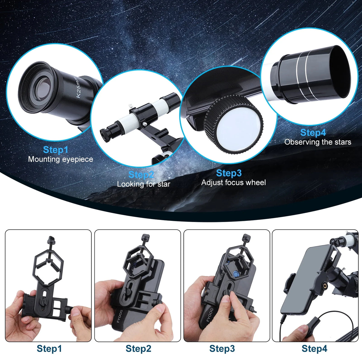 70mm Aperture 400mm Refracting Telescope with Tripod I36231