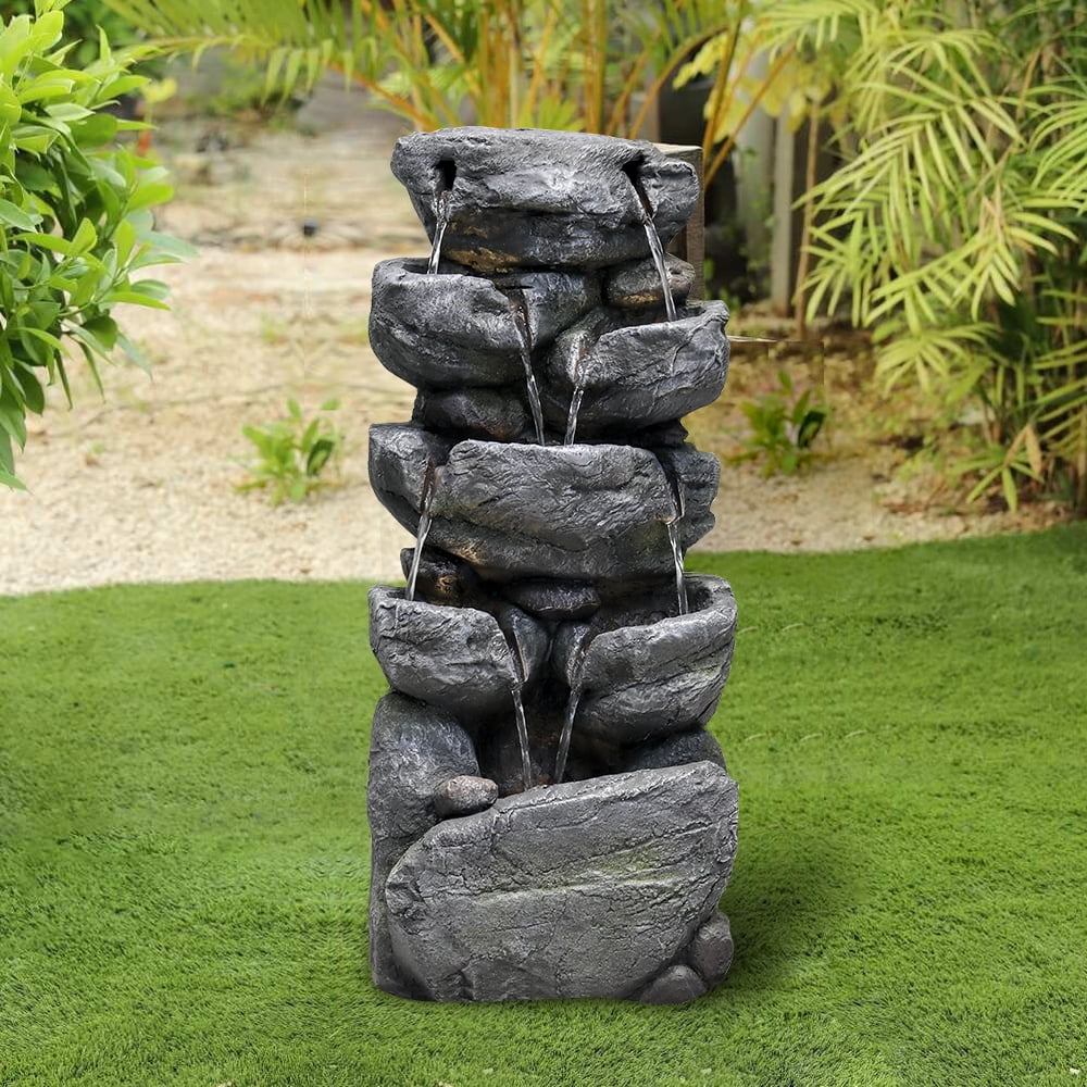 Stacked Rock Fountain with LED Lights B79089