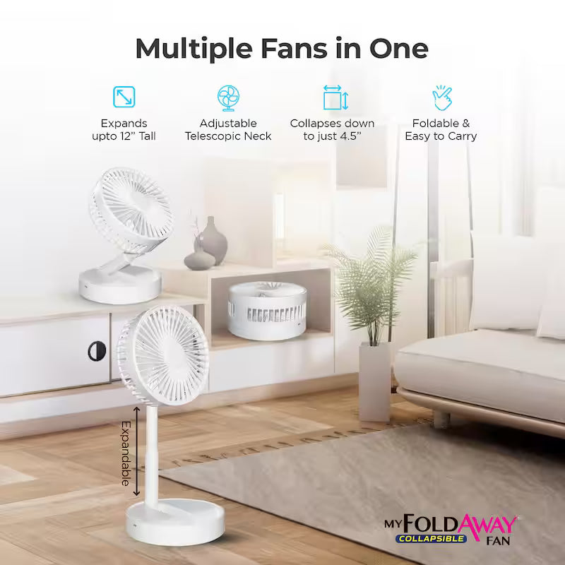 2-in-1 Adjustable Height Foldable Portable Fan U46486