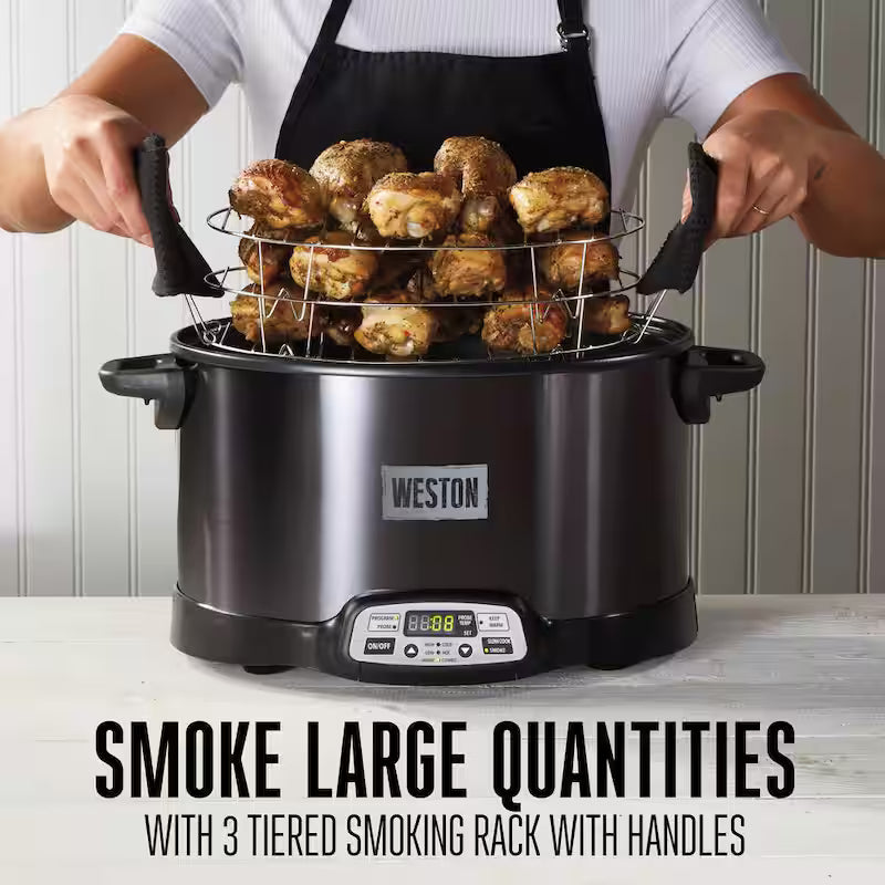 Black 6 qt. Programmable Slow Cooker with Smoker A49548