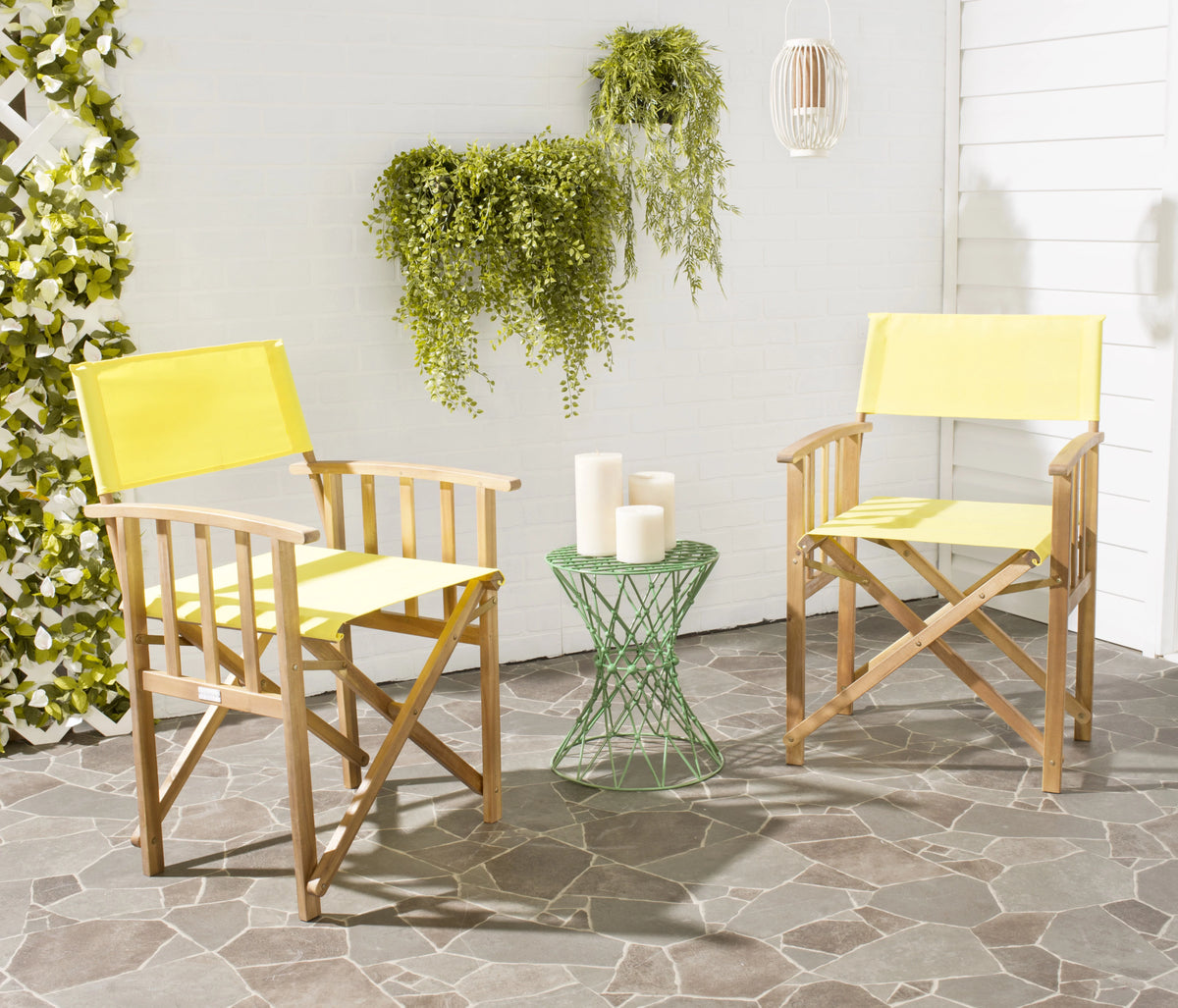 Set of 2 Natural Yellow Outdoor Chair E6899