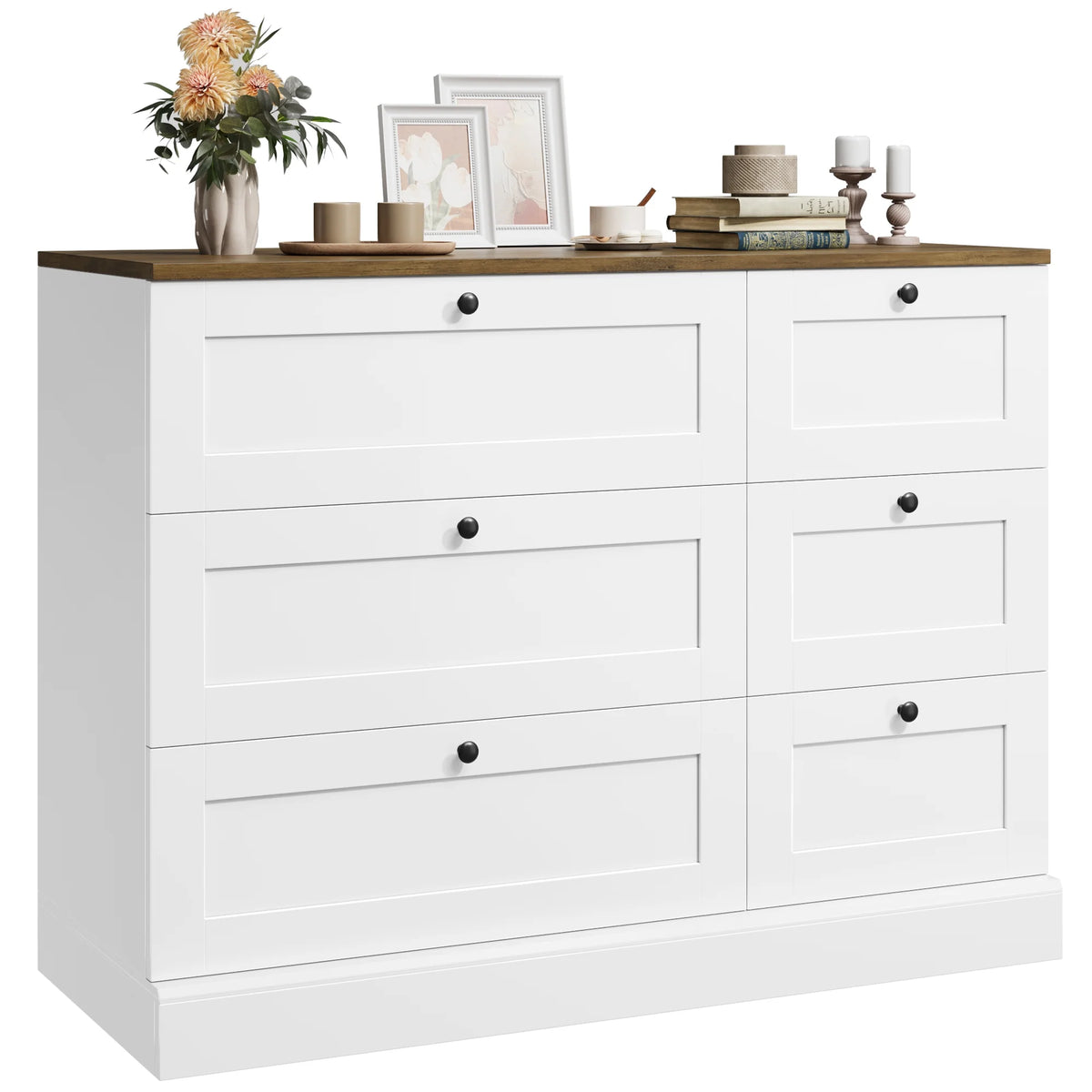 White 6 Drawer Wood Dresser B336492