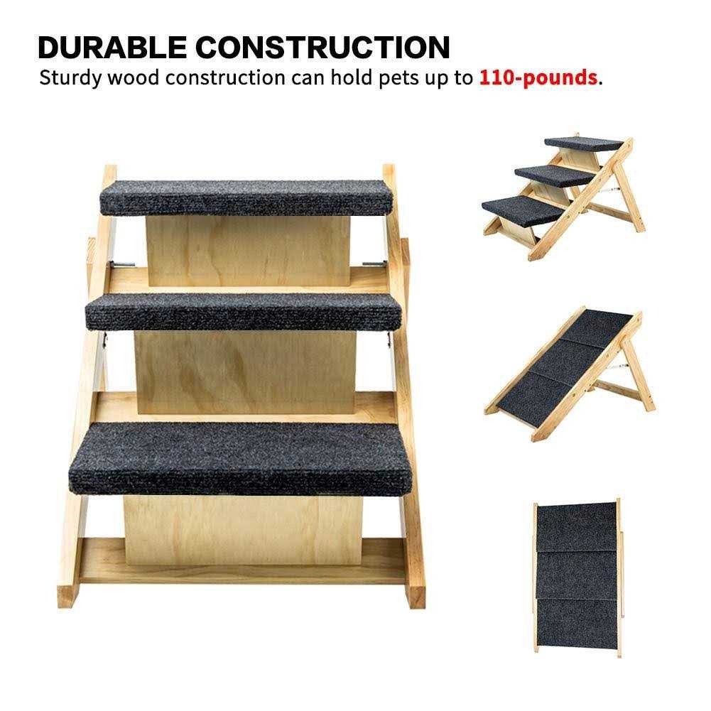 Foldable 4 Levels Wooden Pet Stairs & Ramp S890907