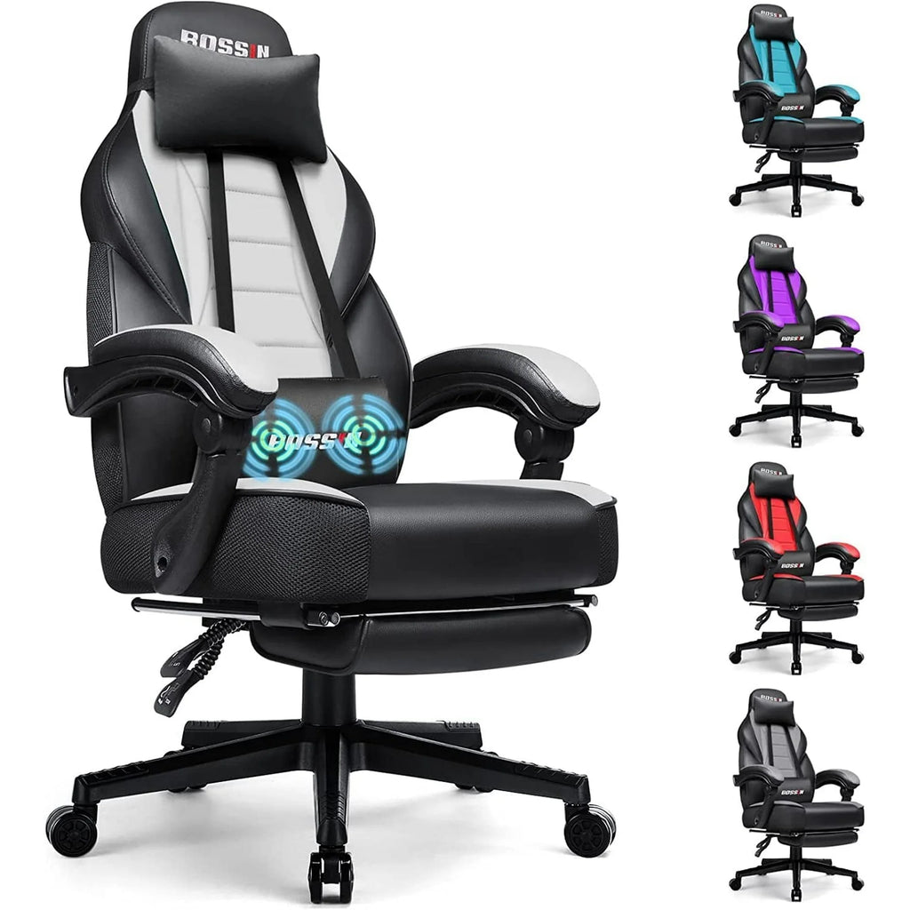 Gaming Chair with Footrest and Lumbar Support V9769